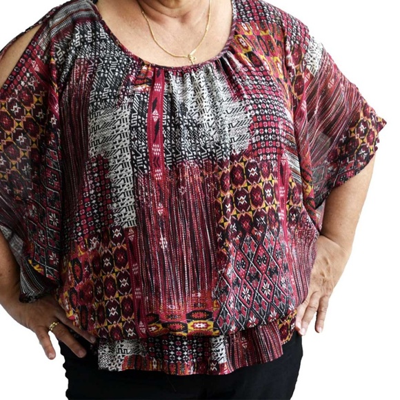 Sara Michelle Womens Print Flutter Blouse - Picture 6 of 6